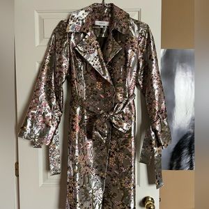 Jacquard embroidered trench by Turkish designer İpekYol. Size 8.